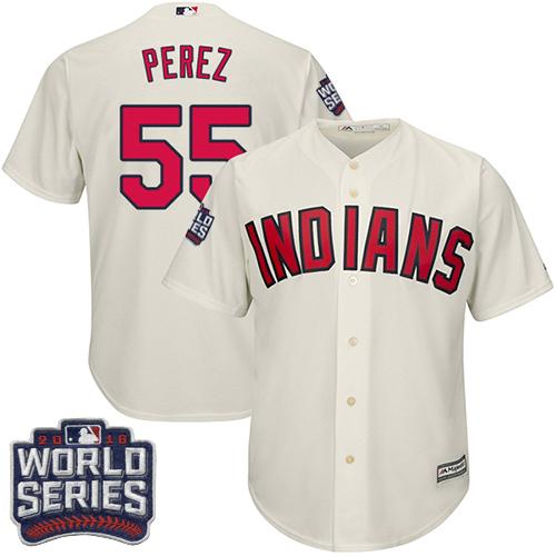 Indians #55 Roberto Perez Cream Alternate 2016 World Series Bound Stitched Youth MLB Jersey - Click Image to Close